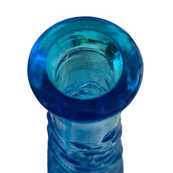 Vintage blue Empoli genie bottle wave glass - Italian with stopper - Picture 6 of 8